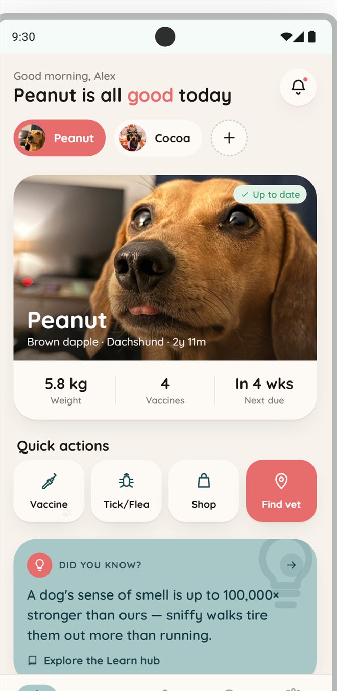 PetPass Home screen